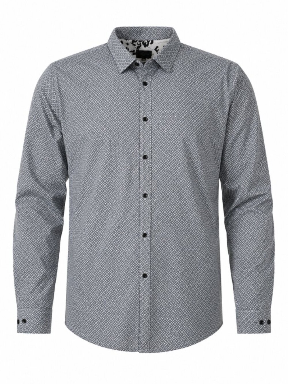 Rue Saint-Patrick Navy Geometric Cotton Button-Up Shirt Men’s XL